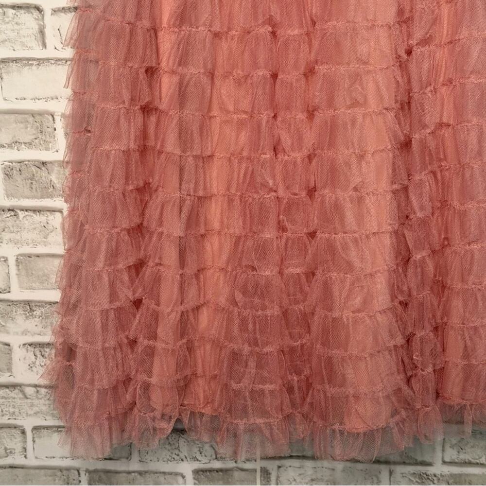 Authentic Christian Dior SS18 Pink Tulle Ruffle Midi Skirt IT 40 Twee Bow waist - Picture 6 of 12